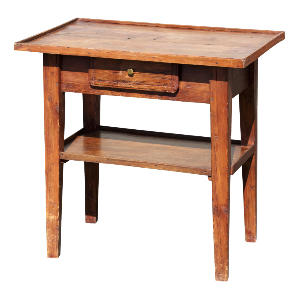 Small rustic walnut table with a drawer and a spacer top Shadeflair