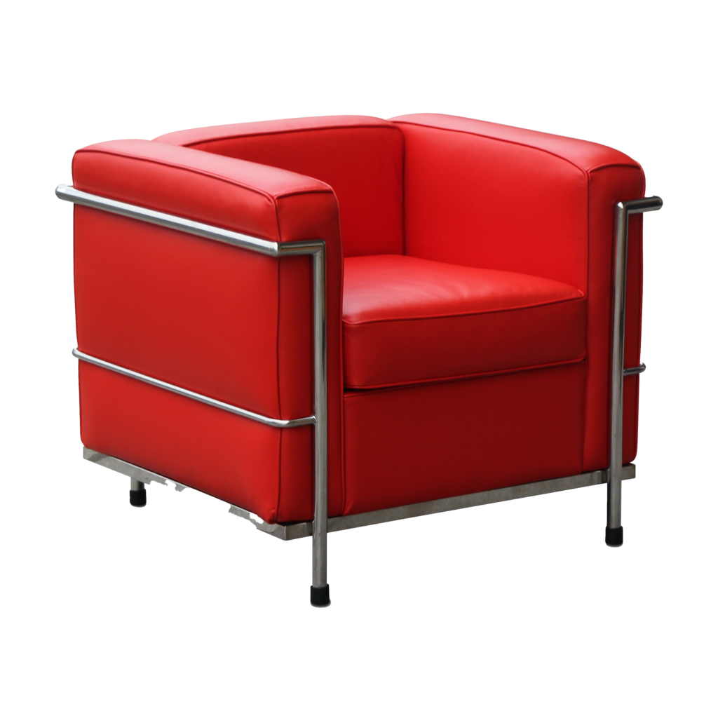 Le Corbusier Style Armchair In Bright Red Italian Leather Shadeflair le-corbusier-style-armchair-in-bright-red-italian-leather-shadeflair