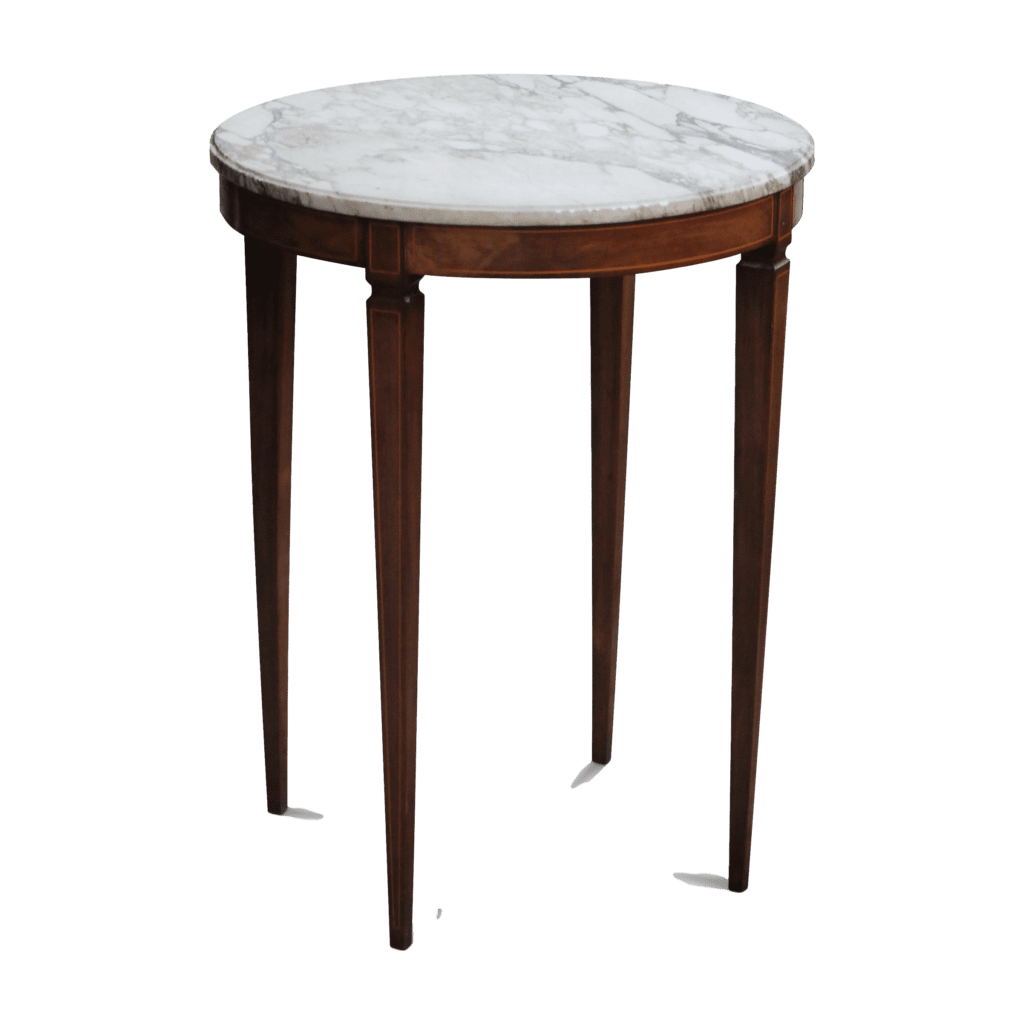 Louis XVI pedestal tables with marble top Shadeflair